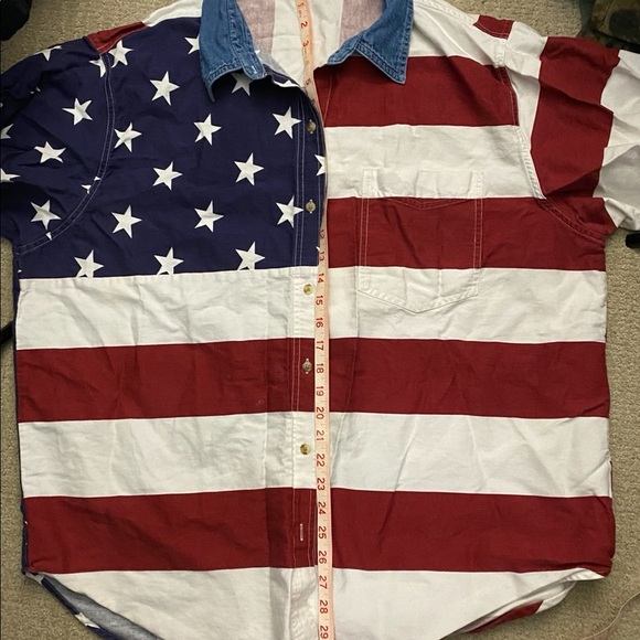 American Flag Button Up Shirt Mens Vintage - Picture 8 of 8